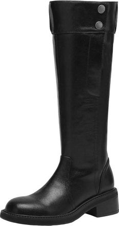 Generic Womens Leather High Heel Modern Riding Boots Casual Vintage Party Mid-Calf Boots