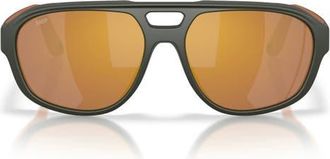 Costa Street Heat 55mm Polarized Mirrored Rectangular Sunglasses in Matte Olive /Gold Mirror at Nordstrom