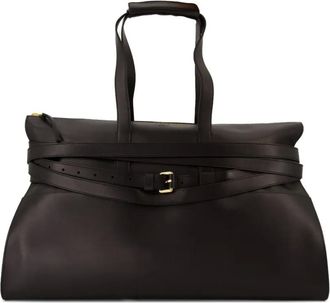 Moschino belted leather tote bag - Black
