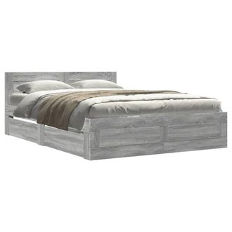 Berkfield Home Bed Frame with Headboard without Mattress Grey Sonoma 120x190 cm | Size: Small Double