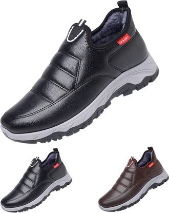 Generic Faux Leather Snow Shoes For Men, Mens Waterproof Snow Shoes Waterproof Warm Winter Boots With Thermal Fleece Lined Lightweight Non-Slip Outdoor Trekki