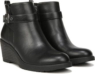 Dr. Scholls Womens Dr. Scholls Camille I700S1001 Boots Black Leather Wedge Heel HAWK23