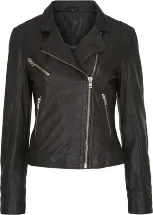 Notyz Biker Jacket W. Big Zippers - Dames - Leren en Su&egrave;de Jassen - Zwart - 2XL - Leer - Jassen