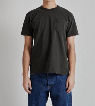 Velva Sheen Pigment Dyed Crew Pocket Tee In Black