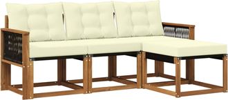 vidaXL Conjunto De Sof&aacute;s De Exterior 4 Uds. Natural Y Crema Vidaxl
