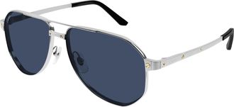 Cartier Santos de Cartier Polarized Blue Pilot Mens Sunglasses CT0461S 002 60