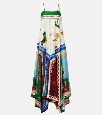 Alemais Al&eacute;mais x MLAK Tangible Love printed silk midi dress