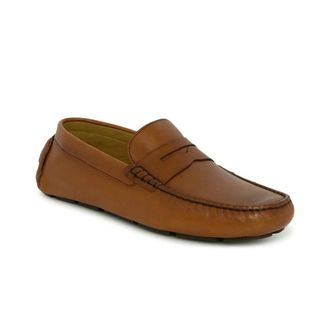 Vince Camuto Mens Vince Camuto Esmail Penny Loafer Dark Tan Leather Slip On Shoes ZAP1953