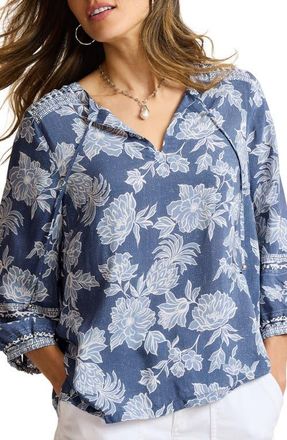 Tommy Bahama Breezy Blooms Top in Dk Bluestone at Nordstrom, Size X-Small