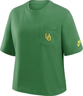 Nike Oregon Legacy Pocket Boxy Nike Womens College T-Shirt in Green | 11CM30DUOV-SYF