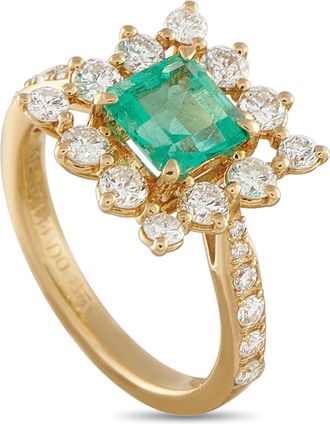 Luxury Bazaar 18K Yellow Gold 0.85ct Diamond and Emerald Ring 5313