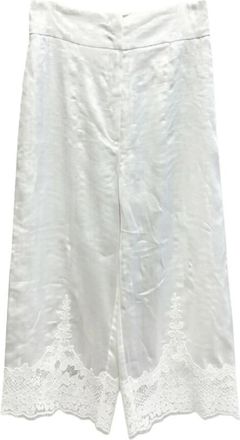 Twinset Tailored Broeken - Dames - Vrijetijds broeken - Wit - S - Leer - Broeken