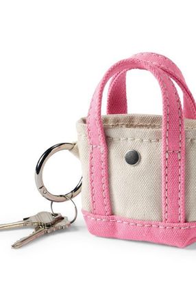 Lands End Mini Canvas Tote Charm in Natural/fresh Pink at Nordstrom