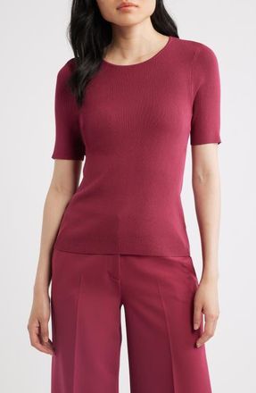 Tahari by ASL Short Sleeve Sweater in Berry Bliss at Nordstrom, Size X-Large