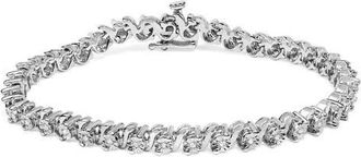 House of Brilliance Silver 1/4 Cttw Diamond Station and S Link Bracelet in White at Nordstrom