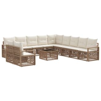 vidaXL Conjunto De Sof&aacute;s De Jard&iacute;n 12 Pcs Beige Rat&aacute;n Sint&eacute;tico Vidaxl