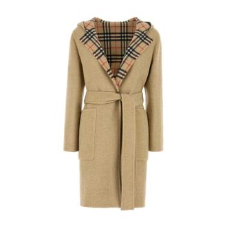 Burberry Dames, Mantels, Beige, Maat: XS Wol
