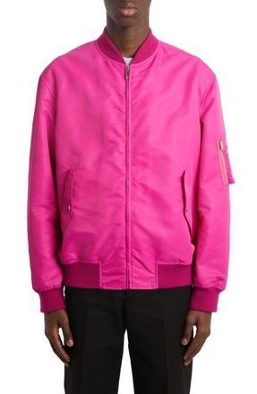 Valentino Garavani Nylon Bomber Jacket in Pink Pp at Nordstrom, Size 52