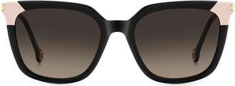 Carolina Herrera 53mm Rectangular Sunglasses in Black/Brown Sf at Nordstrom