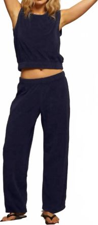 perfectwhitetee Katie Loop Terry Pants In Navy