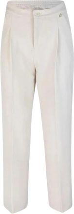 Liu Jo Klassieke witte broek met elastische taille - Dames - Straight fit broeken - Wit - S - Polyester - Broeken