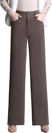 Dissa Womens Straight-Leg Trousers Camel High-Waisted Plus Size Trousers Work Business Office Casual Office Spring and Autumn Thick Ladies Trousers,UK 14,PF