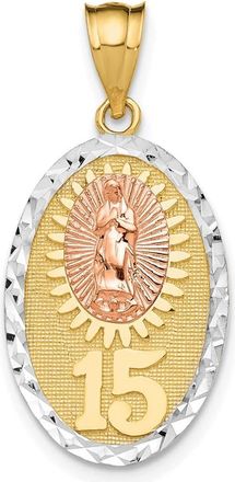 Diamond2Deal 14k Two-tone Gold White Rhodium Lady Guadalupe 15 Pendant