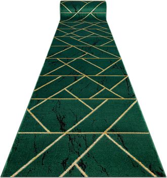 RugsX Rugsx - Alfombra De Pasillo Emerald Exclusivo 1012 Glamour, Elegante M&aacute;rmol, Geom&eacute;trico Botella Verde / Oro 120 Cm Green 120x1000 Cm