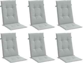 vidaXL Vidaxl - Cojines para silla respaldo alto 6 uds tela gris claro melange