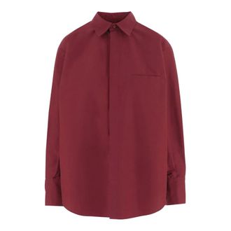 SA SU PHI Shirts, female, Red, Size: XL Cotton Blend Shirt with Ruffled Back