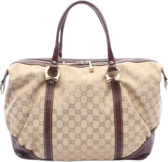 Gucci Pre-owned Handbags, female, Beige, Size: ONE SIZE Pre-owned Vintage Canvas Handbag