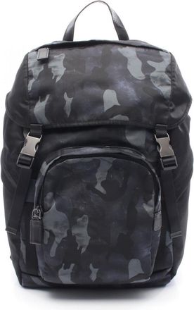 Prada Black Navy Nylon Leather Backpack (Pre-Owned)