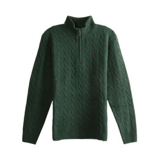 Polo Ralph Lauren Maglione a trecce con mezza zip in lana e cashmere - - Knitwear - Uomo - Verde - S
