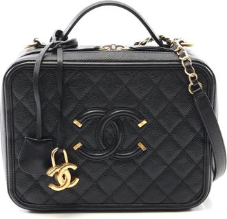 Chanel CC Filigree Vanity Shoulder Bag Black