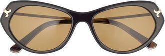 Emilio Pucci 56mm Geometric Sunglasses in Black /Fishtail Logo /Roviex at Nordstrom