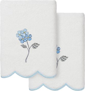 Linum Home Textiles 100% Turkish Cotton Hydea Scallop 2Pc Embellished Hand Towel Set