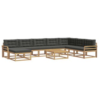 vidaXL Set Di Divani Da Esterno 9 Pz Bianco E Antracite Vidaxl