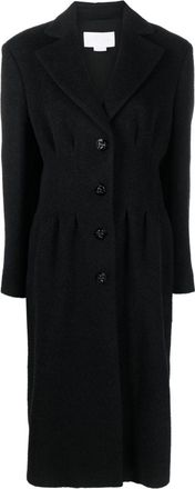 Genny pleat-detail single breasted coat - women - Polyamide/Polyester/Virgin Wool/Alpaca - 44 - Black