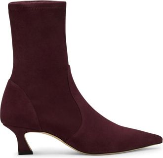 Stuart Weitzman Vinnie Bootie 50 - Dames - Laarzen met Hak - Rood - 35 1/2 EU - Leer - Schoenen