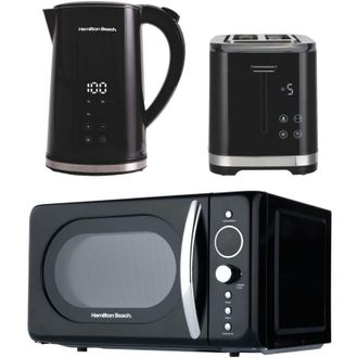 Hamilton Beach Kettle, Toaster & Retro Microwave Set, FlexiControl, Black, Hamilton Beach HBFLEXRET
