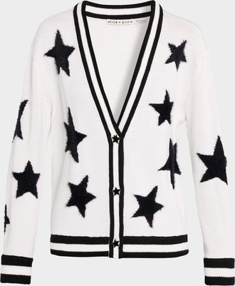 Alice & Olivia Bradley Star Wool-Blend Cardigan