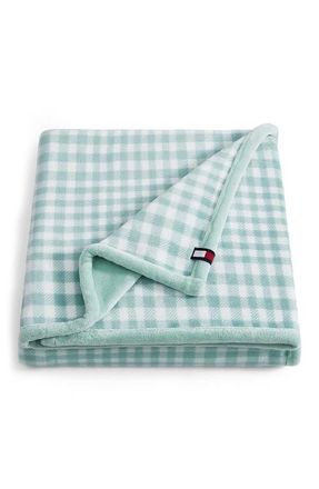 Tommy Hilfiger Modern Check Throw in Harbor Green/White at Nordstrom