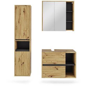Vicco Set di mobili da bagno Viola, Artigiano/grigio, 3 parti, Vicco