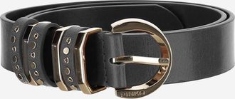 Pinko Black Studded Keeper Solid Belt