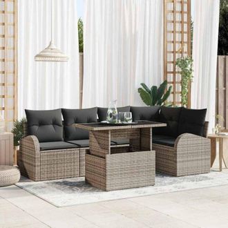 vidaXL Vidaxl - Conjunto De Sof&aacute; De Jard&iacute;n Manual 6 Pcs Gris 100 X 55 X 73 Cm