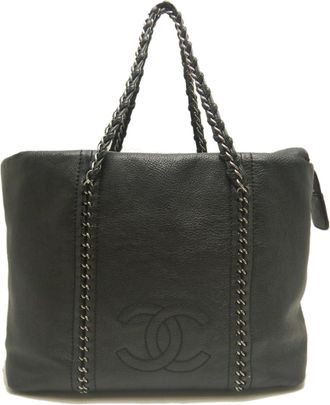 Chanel Black Leather Tote Bag (Pre-Owned)