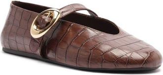 Arezzo Erica Croc Embossed Ballet Flat in Hot Brandy at Nordstrom, Size 8