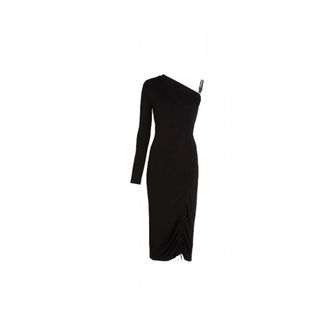 Karl Lagerfeld One Shoulder Cord Detail Dress - Dames - Casual kleedjes - Zwart - M - Kleedjes