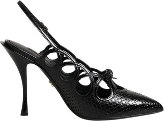 Dolce & Gabbana Leather High Heels Slingback Womens Shoes