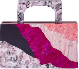Olga Berg Fleur Acrylic Top Handle Bag in Pink at Nordstrom